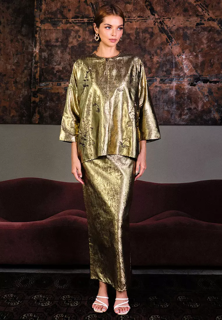 PREMIUM Meriah Blouse & Skirt - Black/Gold
