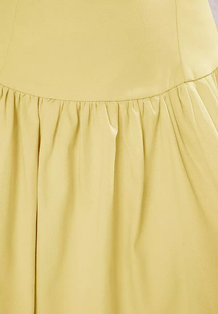 Yellow Waist Open Woven Short/Mini Dress Twoss25El00865