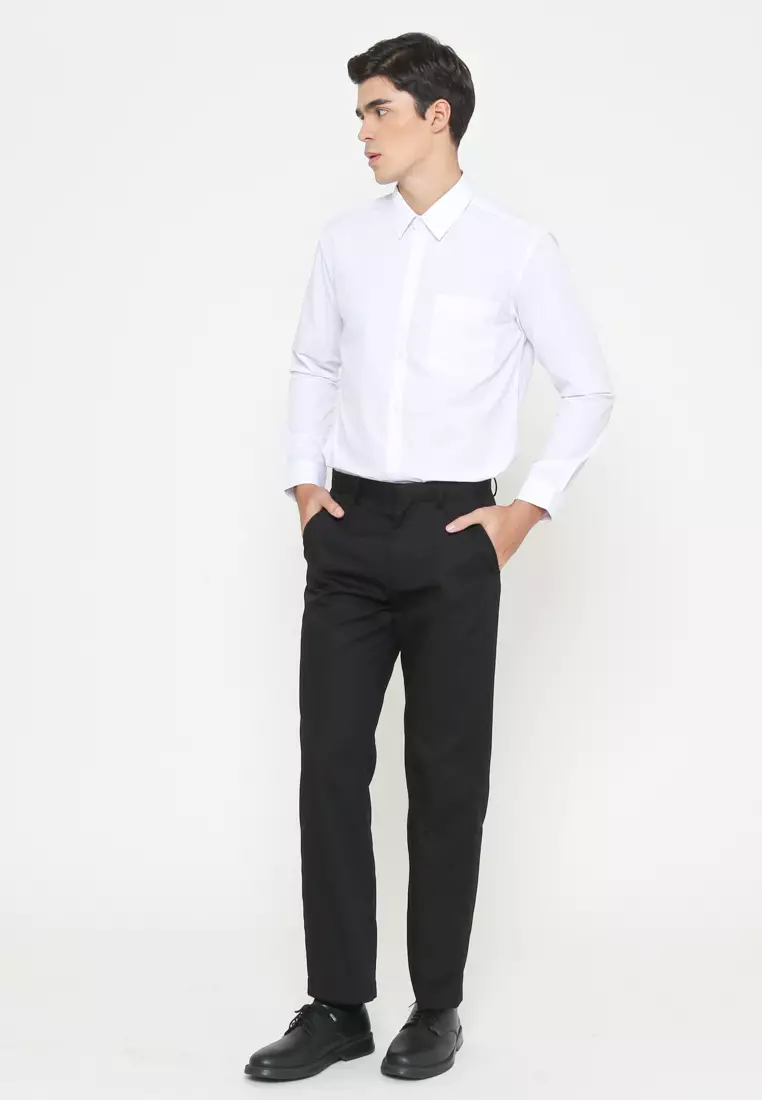 MEN'S WHITE SLIM FIT LONG SLEEVE SHIRT