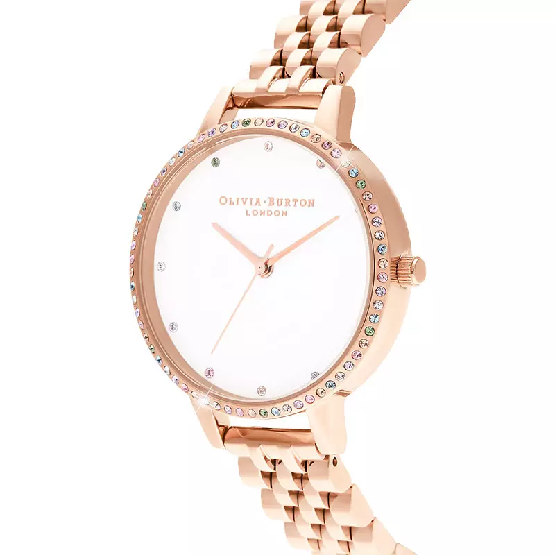 Jam Tangan Wanita Olivia Burton Classic OB16RB21 White Dial Rose Gold Stainless Steel Strap