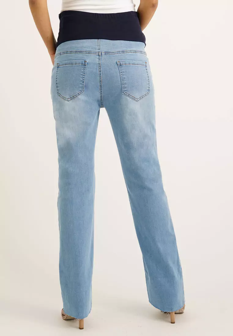 Light Blue Maternity Full Panel Boot Leg Jeans