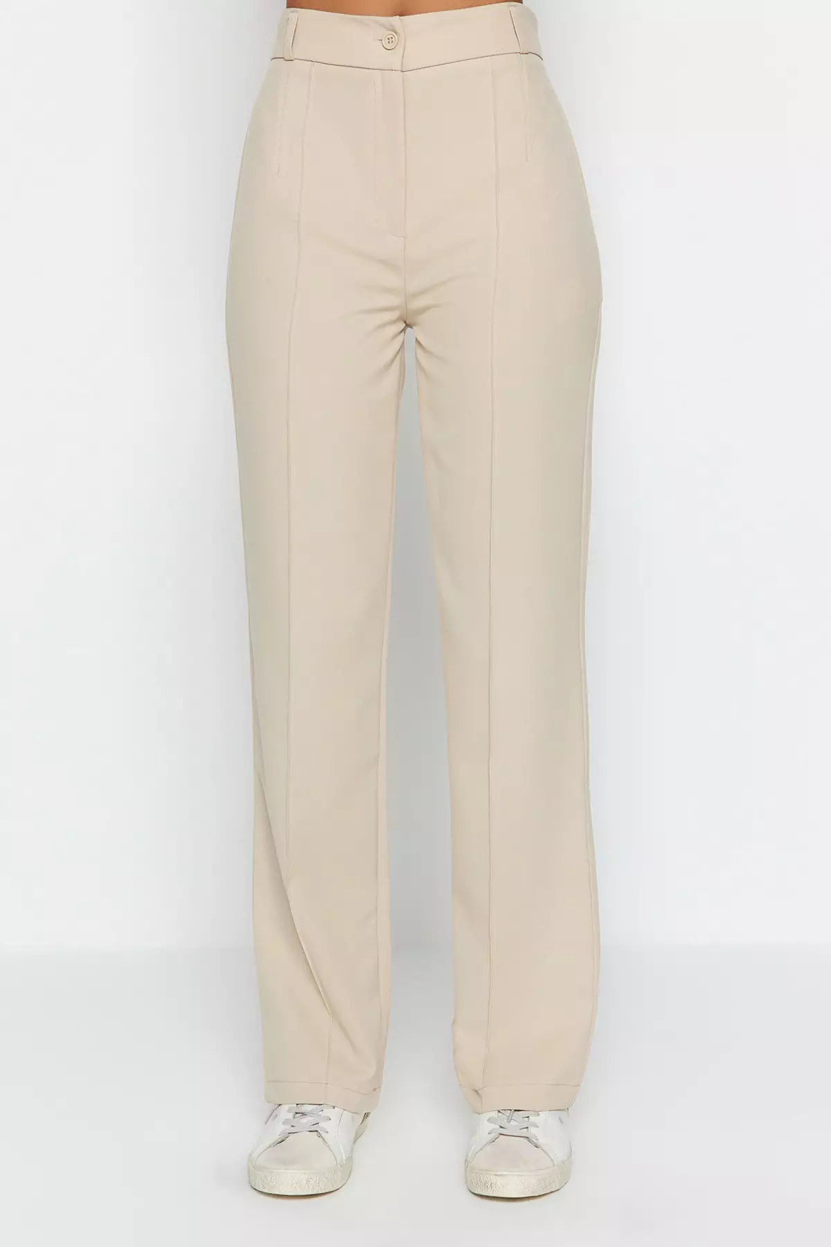 High Waist Straight Cut Trousers