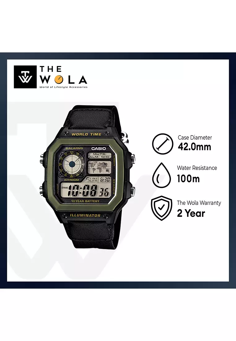 Men's Digital AE-1200WHB-1BV Black Resin Band Sport Watch