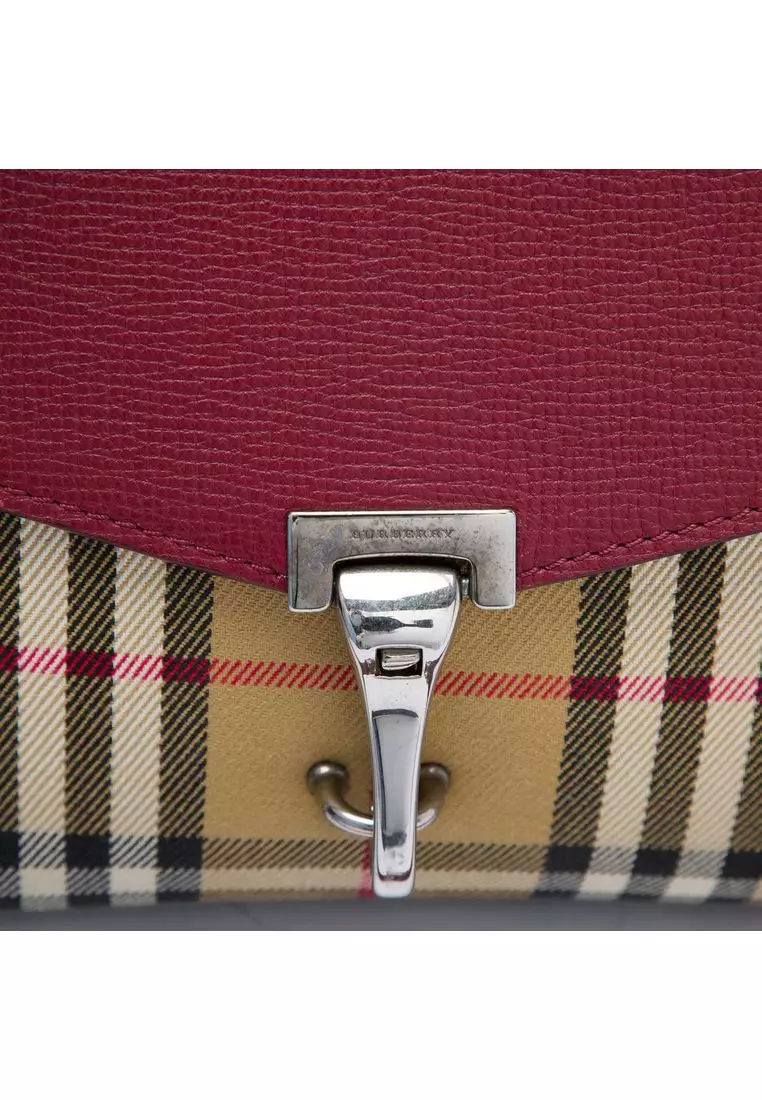 Pre-Loved Burberry Small Leather And House Check Canvas Derby Macken Crossbody