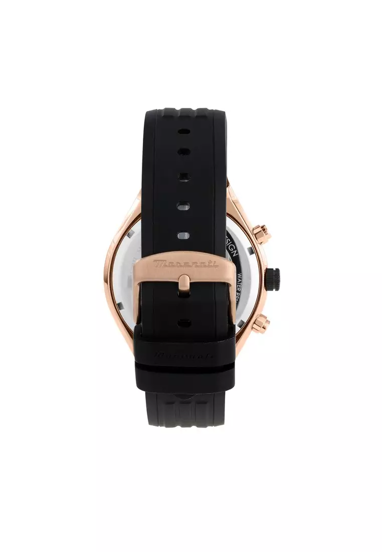 【2年保養】瑪莎拉蒂Stile 45mm Men's Chronograph 石英腕錶 Luminous Dial Hands R8871642003 Japan Movement
