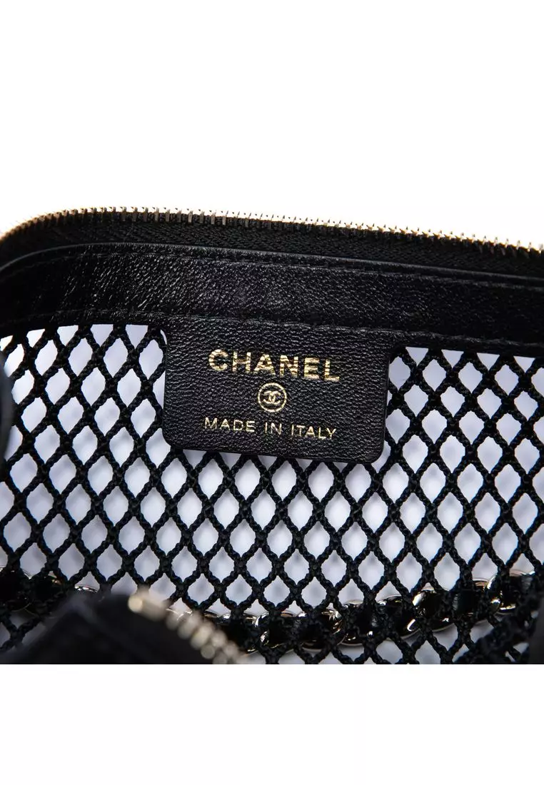Pre-Loved Chanel Cc Mesh And Shiny Lambskin Clutch With Chain