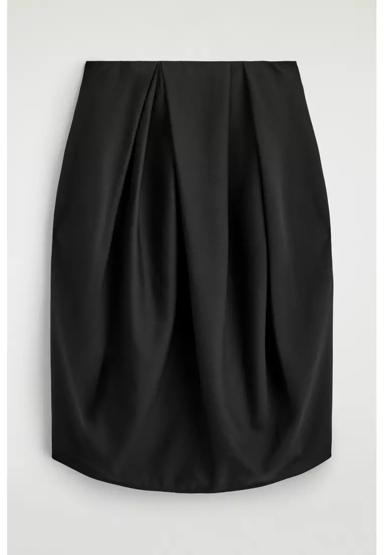 PLEATED WOOL MIDI TULIP SKIRT