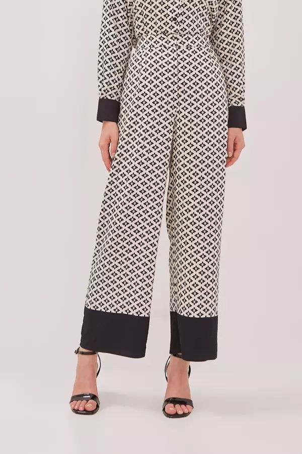 MINIMAL - Saviana - Geometric Printed Trouser  - Black Warna Black