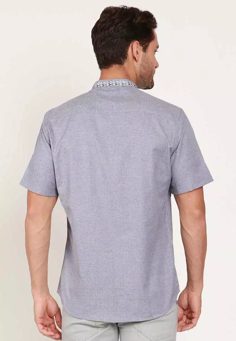 KOKO LAGAWI PURPLE Kemeja Casual Formal Pria Lengan Pendek SS - Baju Atasan Top Man Muslim Shirt