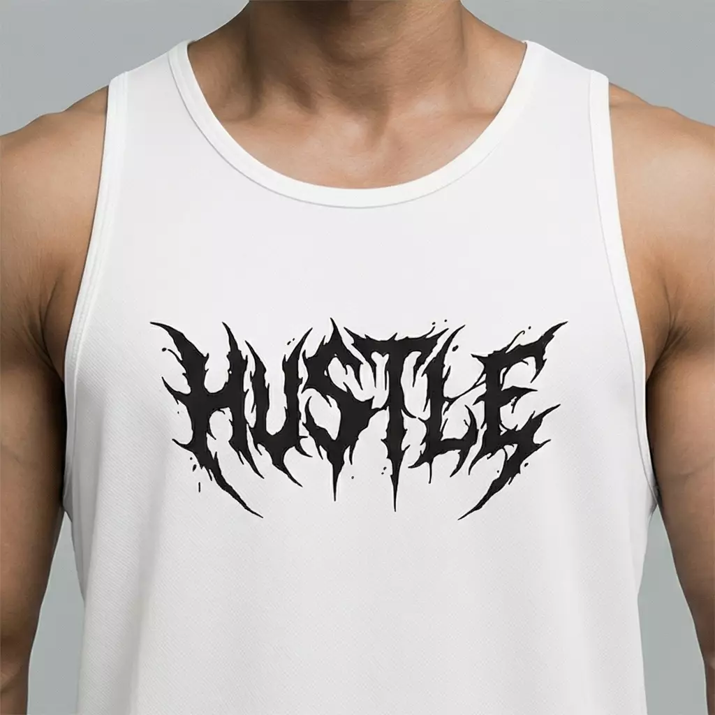 THIRDDAY Kaos Kutung Gym Pria InstaCool | Tanktop Olahraga Adem Dingin Instacool Quick Dry Stretch Fitness Training | hustle putih SVN MTZ71