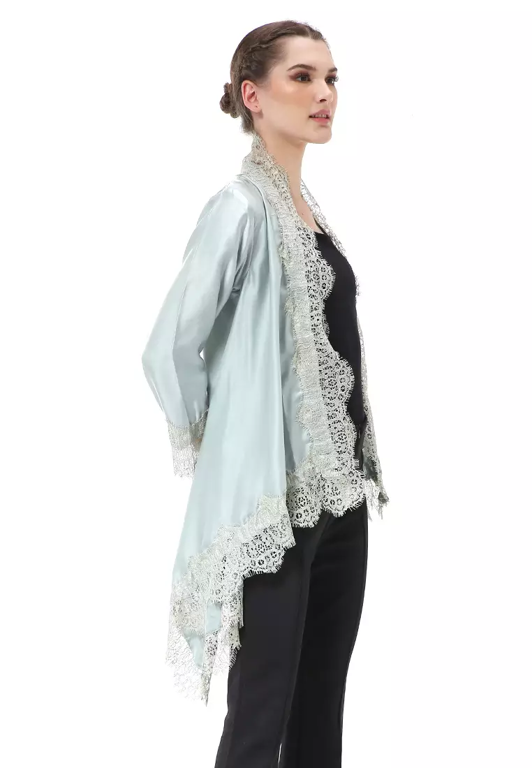 Reine Atasan Wanita Outer Kebaya Traditional Design Material Silk ORIGINAL - Mint