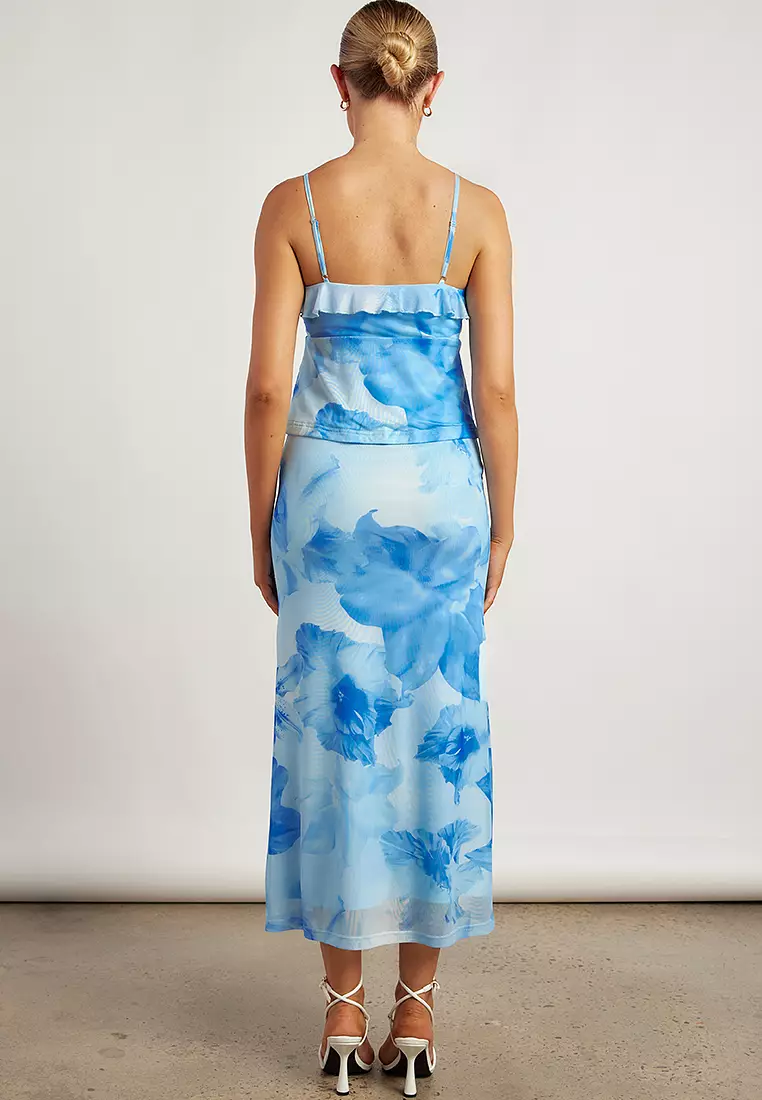 Tropical Floral Print Top & Skirt Set