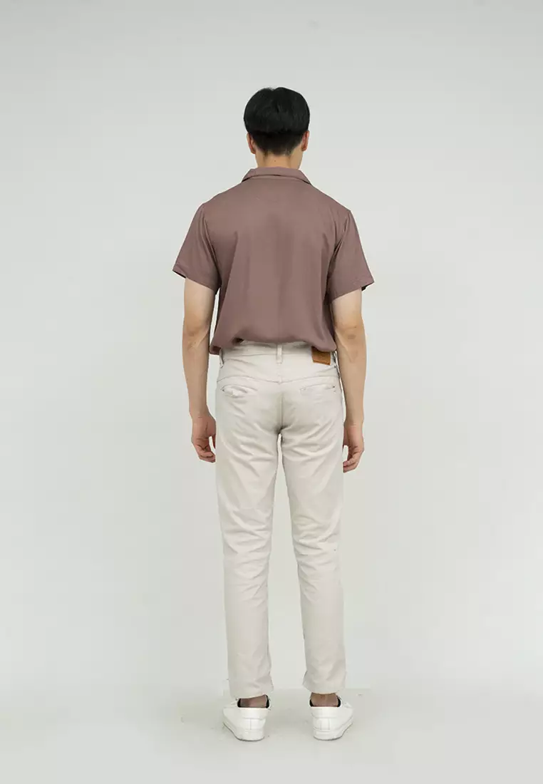 Kemeja bowling shirt pria lengan pendek mocca houseofcuff