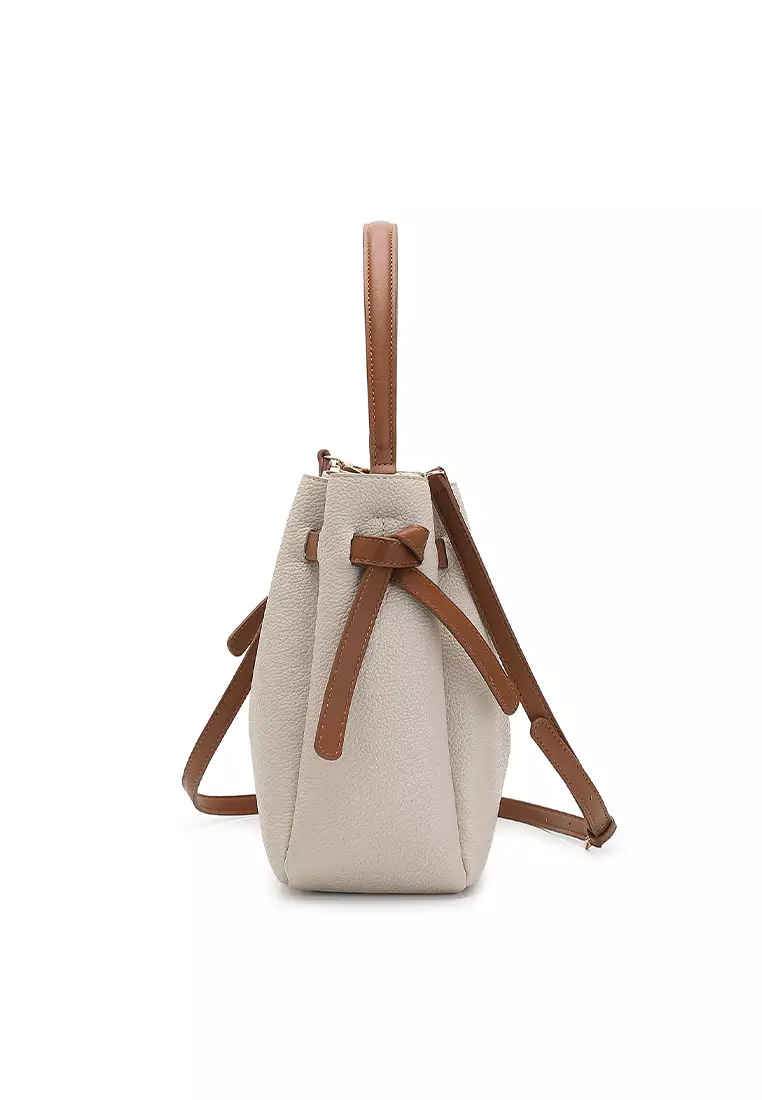 Women's Top Handle Bag / Sling Bag / Crossbody Bag / Shoulder Bag (Tas Tangan Wanita / Tas Selempang Wanita / Tas Bahu Wanita) - Krem / Cokelat