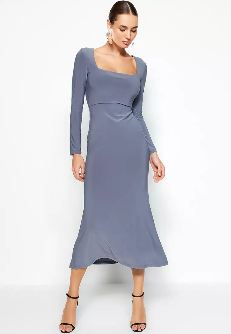 Square Neck Midi Dress