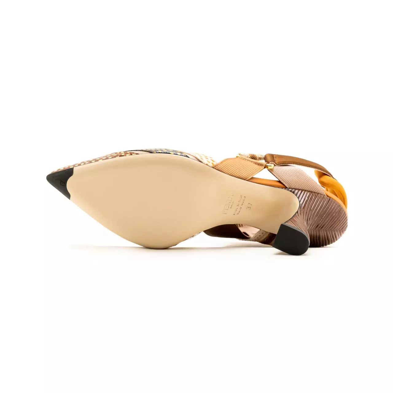 Colibri 85 Mesh and Multicolor Ayers Leather Slingbacks Brown Multicolor