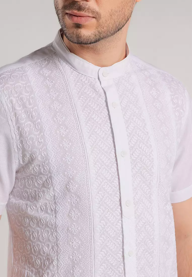 MOC Kemeja Shanghai Lengan Pendek Pria Faisal - White