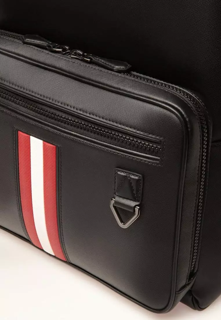 Bally Mavrick Recycled Leather Backpack In Black Red