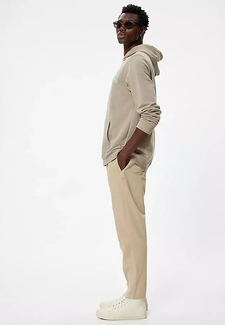Gabardine Trousers With Lace Waist Pocket Detail Cotton