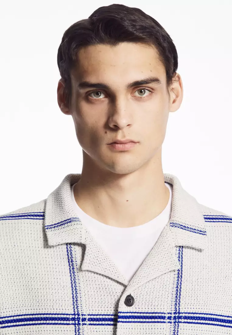 Checked Knitted Short-Sleeved Shirt
