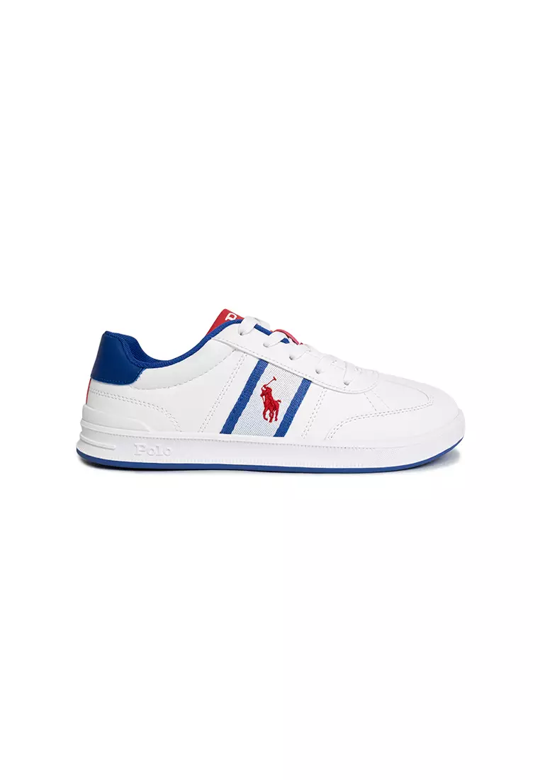Discount on Polo Ralph Lauren  shoes - SKU: Heritage Court III T-Toe Sneaker - White/Royal/Red (2475103)