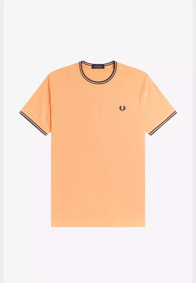 Fred Perry M1588 Twin Tipped T-Shirt (Peach / French Navy / French Navy)