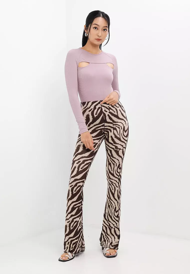 TOPSHOP Lettuce Flared Pants ZALORA