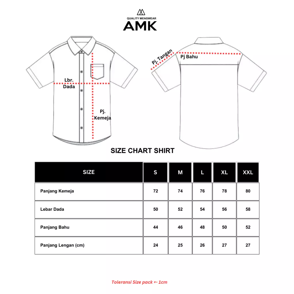 AMK Kemeja Pria Lengan Pendek SHS Fidel S/S Maroon