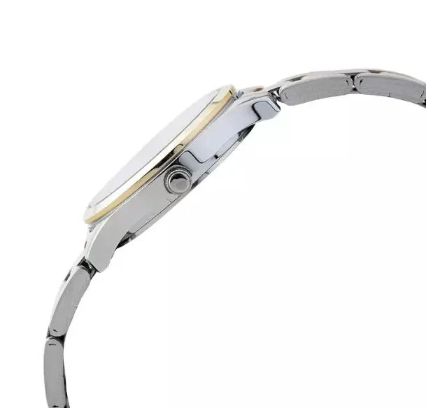 Jam Tangan Wanita Alba Prestige AN8056 AN8056X1 Strap Stainless Steel Silver Gold Color Analog Beige Dial Dual Tone Color