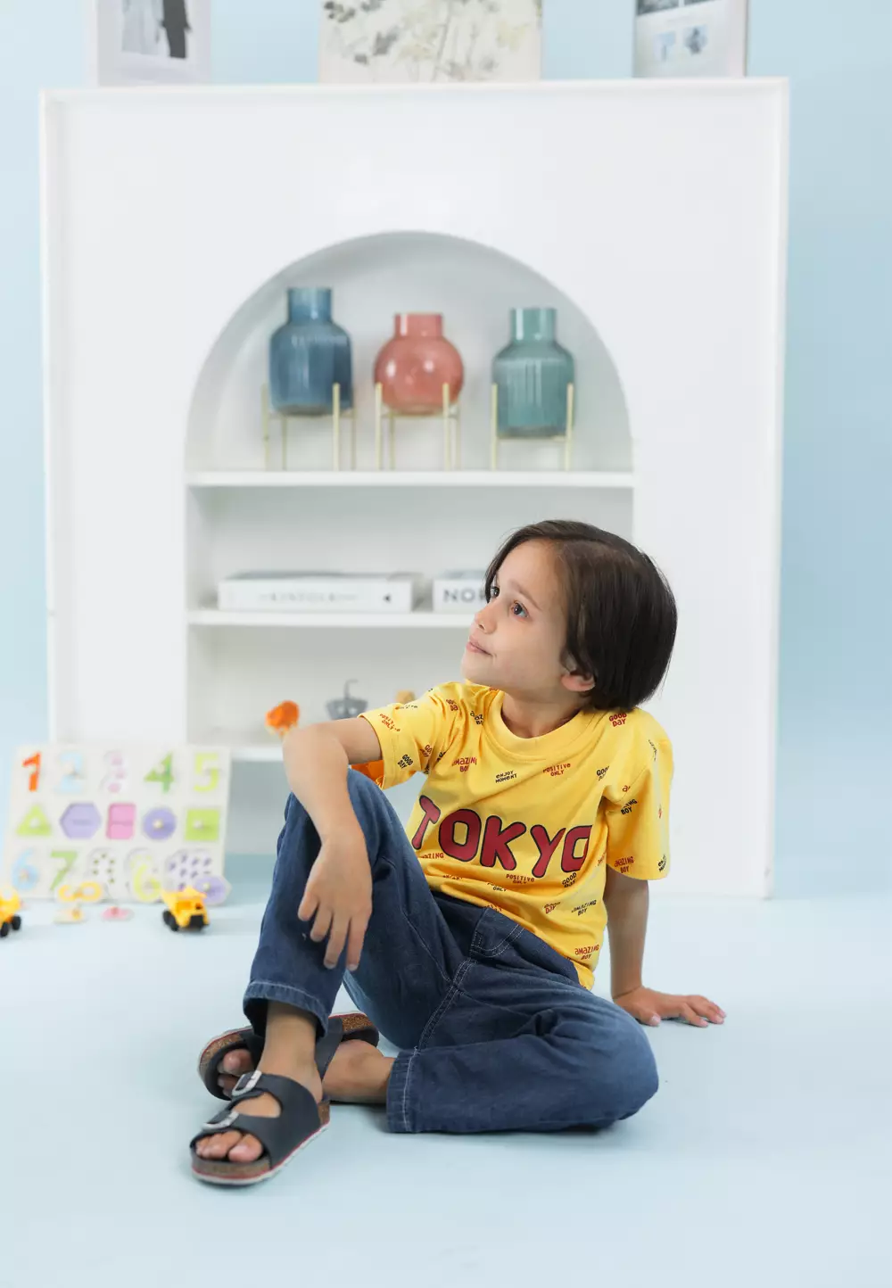 Wakakids Baju Anak Laki Laki Atasan Kaos Usia 4 Tahun Hingga 14 Tahun Motif Tokyo 3886 Kuning SPATS