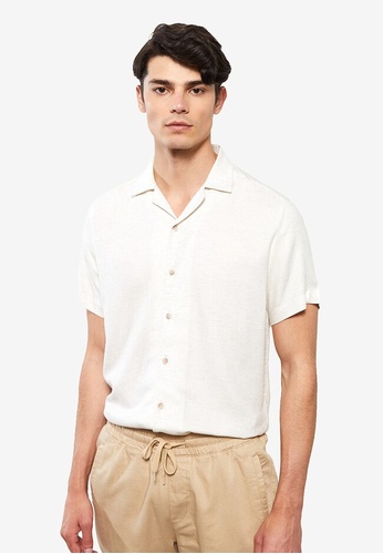 LC WAIKIKI beige Regular Fit Short Sleeve Men's Shirt E4C79AAFD267ACGS_1