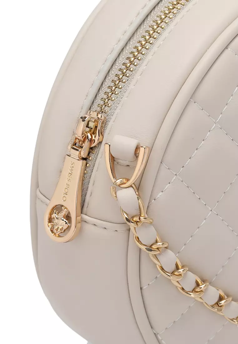 Women's Casual Chain Sling Bag / Crossbody Bag (Tas Selempang Wanita) - Krem
