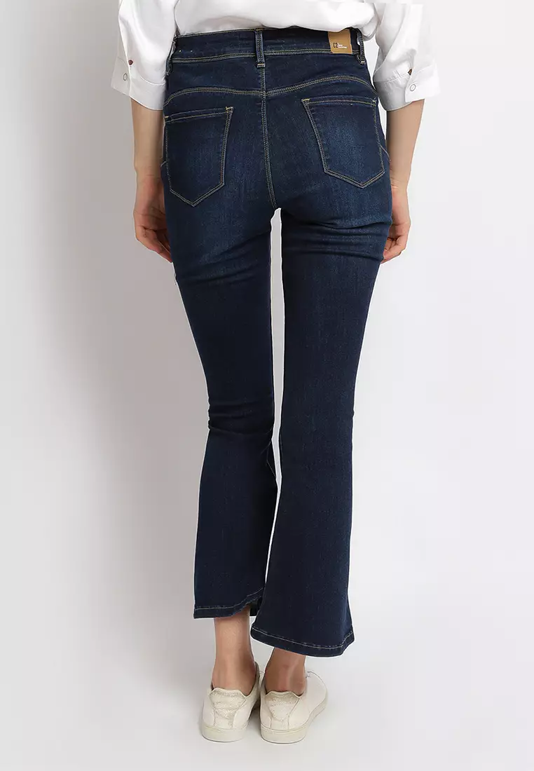 C2 Thiery Navy Dual Push Jeans Bootcut Flare