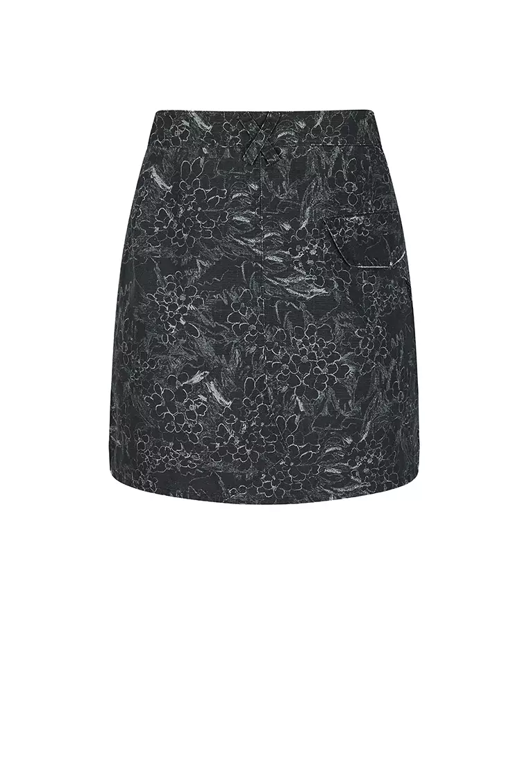 Cotton Pattern Element A-line Short Skirt