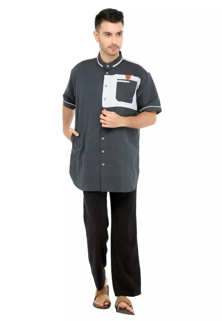 Baju Koko Gamis Muslim Pria Fawwaz - Hitam