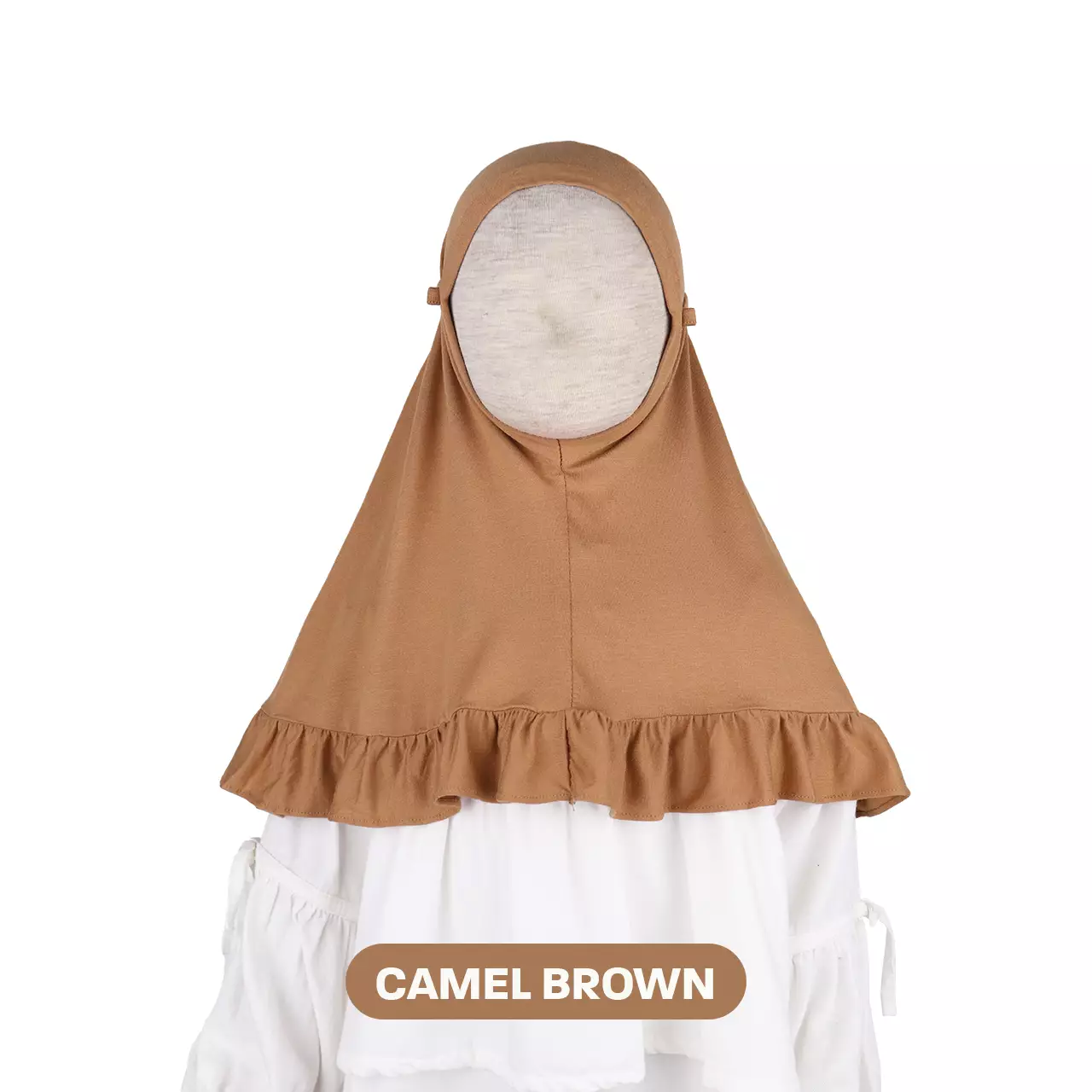 Mooi Hijab Ruffle Instant Anak Jilbab Anak Perempuan Nada Hijab - Camel Brown