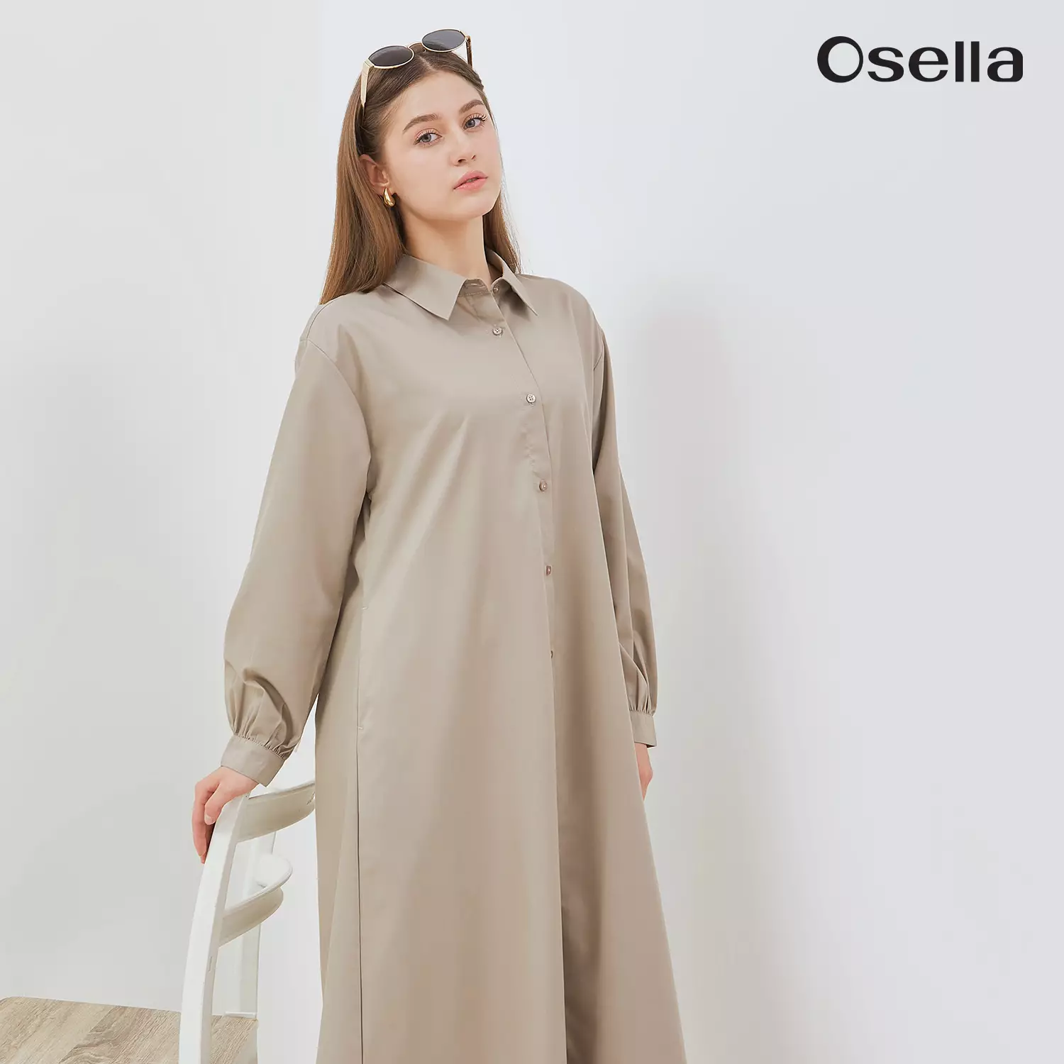 Osella Classic A-Line Shirt Dress 2157660187 | Dress Lengan Panjang Wanita