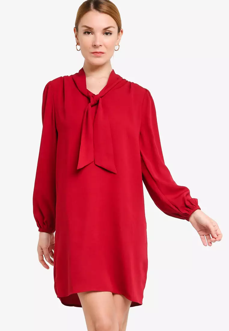Jual ZALORA WORK Tie Neck Shift Dress Original 2023 | ZALORA Indonesia ®