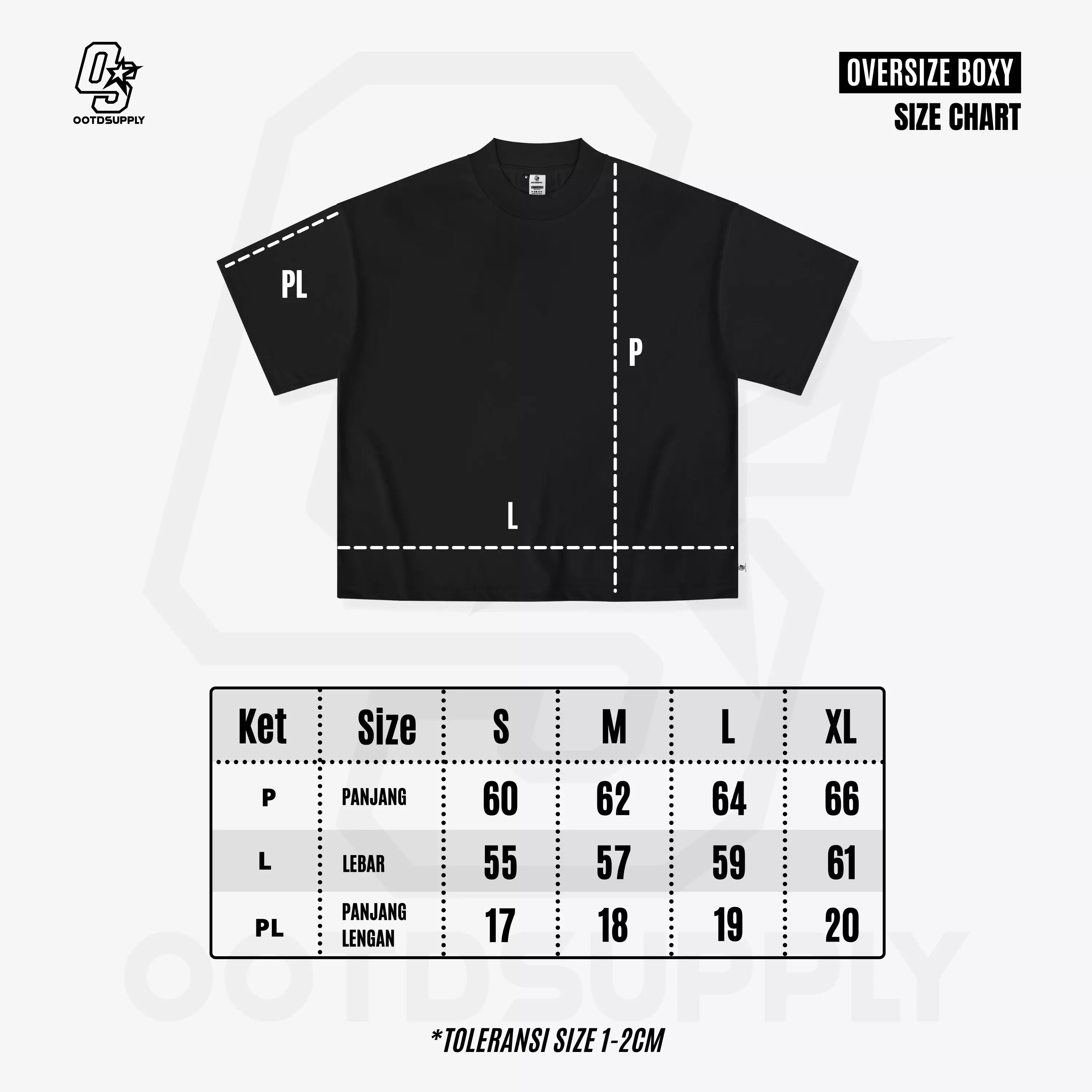 OOTDSUPPLY Oversize Boxy Cutline Constancia Black l Tshirt Boxyfit l Kaos Boxy | Atasan Boxy | OVZBXCL004