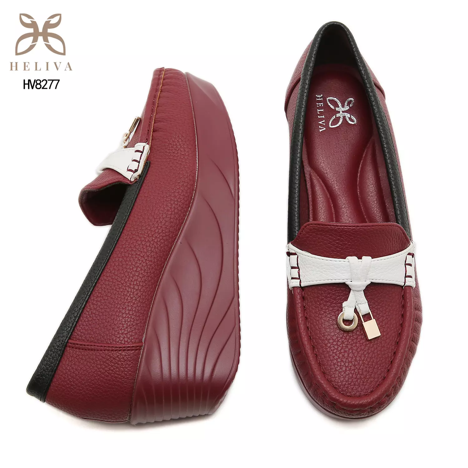 HELIVA AURETTA Premium Colorblock Tassel Wedge Loafers for Women HV8277