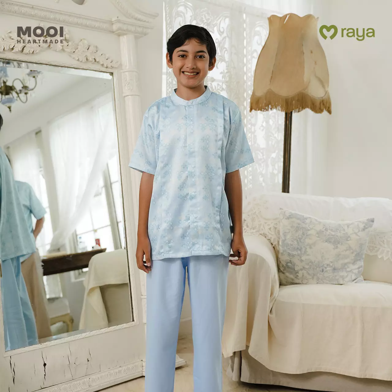 Mooi Naqi Koko Set Setelan Koko Anak Raya Collection Nawasena Series - Sky Blue