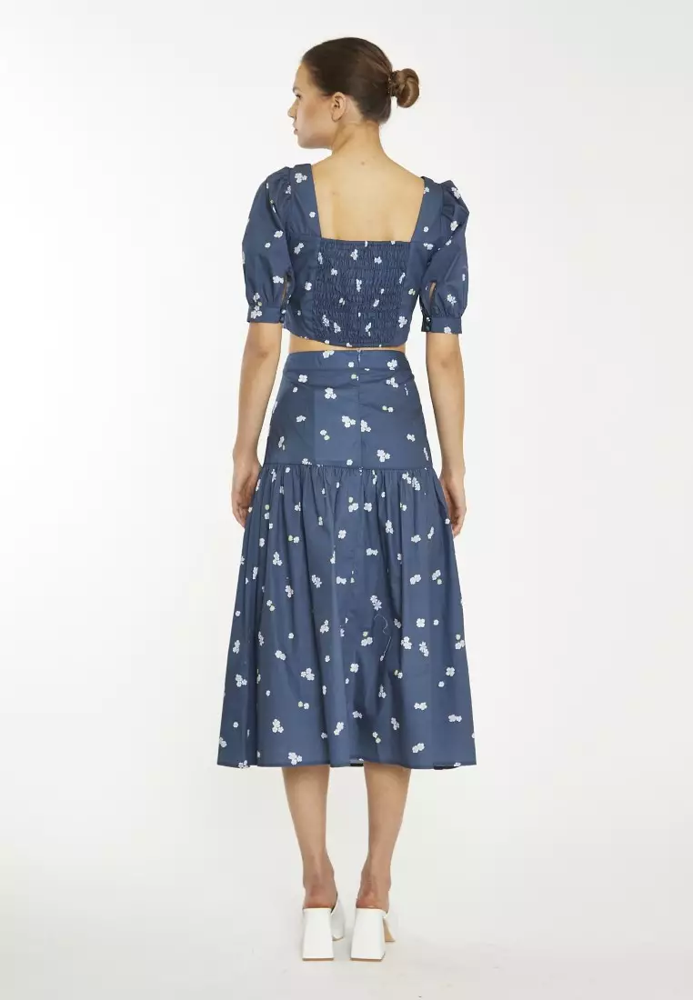 Dropped Waist Midi Skirt