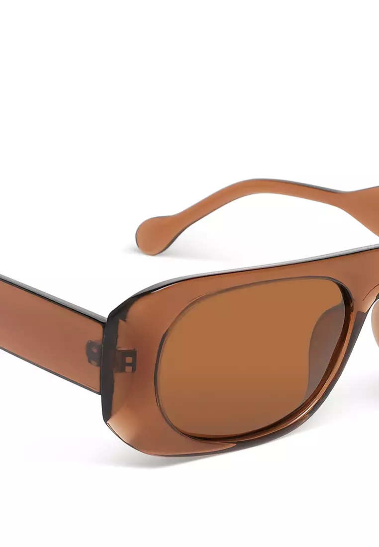 Flat Bridge Oval Sunglasses In Brown
