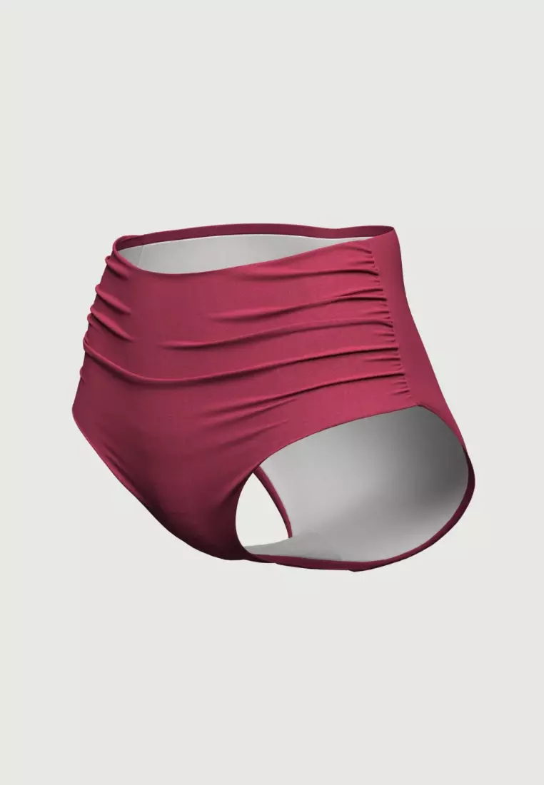 Core Solid玫紅色高腰比基尼下裝