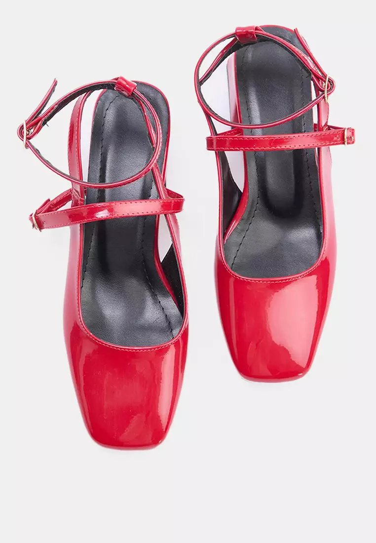 Mary Jane Ankle Strap Square Toe Heeled Shoes