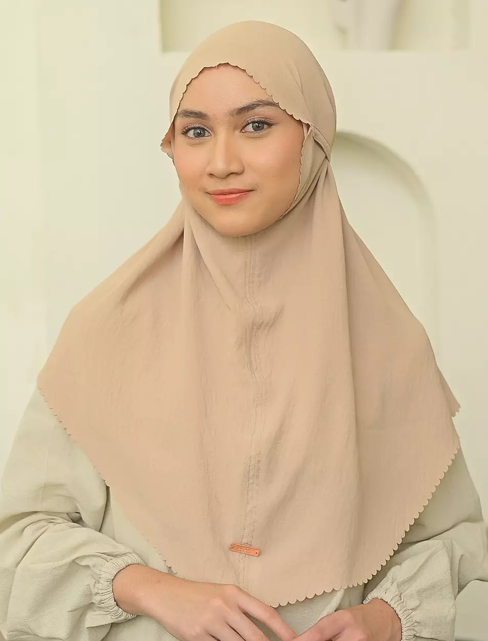 Biyya Instan Lasercut (Bergo Crinkle) Nude Cream