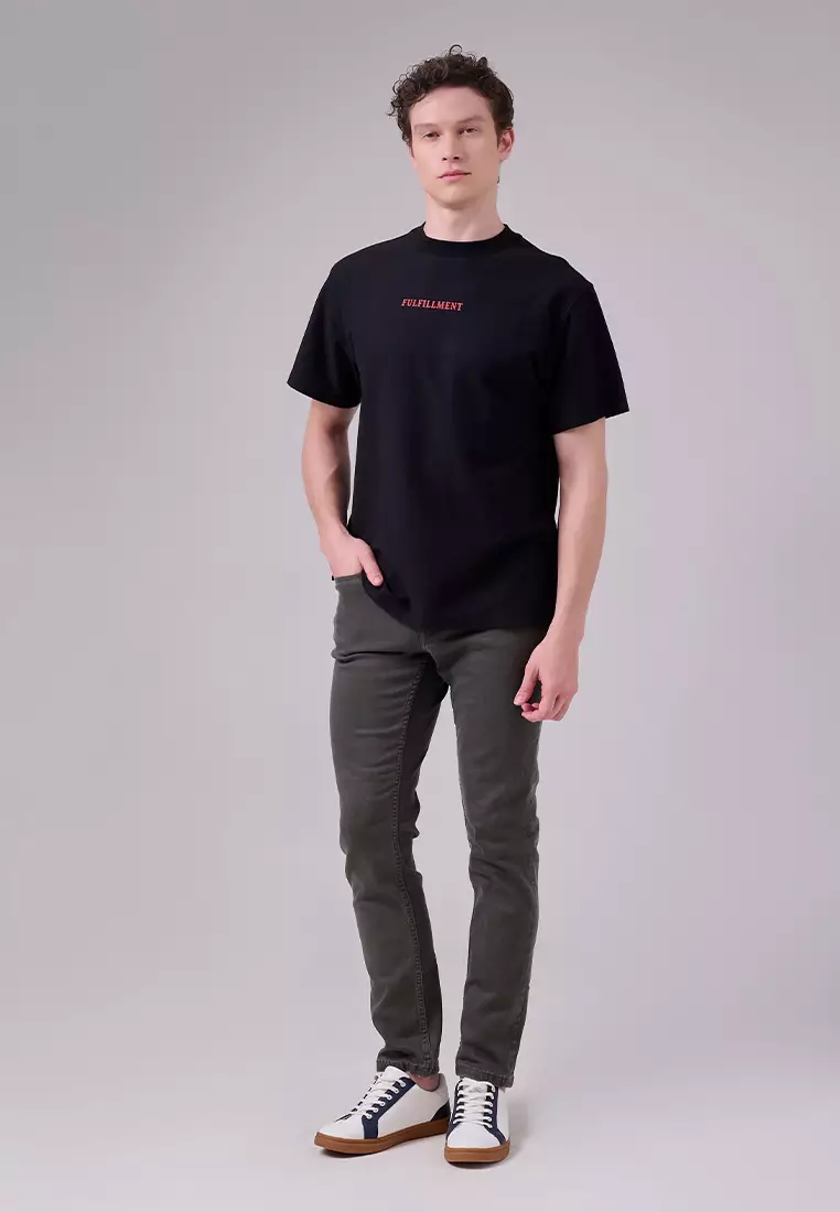 MANZONE X Merry Riana - Kaos Lengan Pendek Pria Bold Relaxed Fit - Black