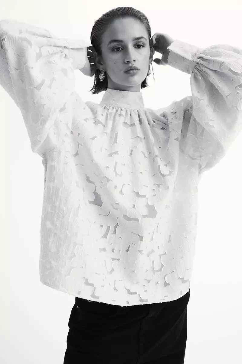 Textured-weave blouse