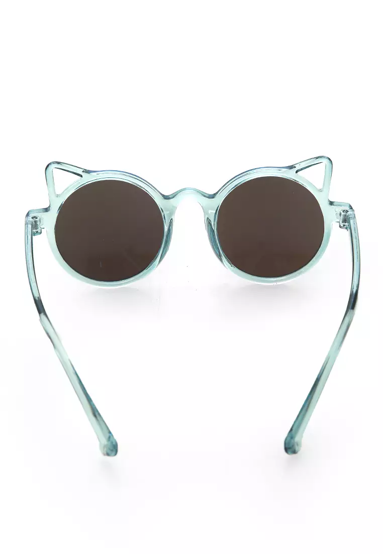 Ulrico Kacamata Hitam Anak Unisex Cat Ear Model Sunglasess Cute Design Material PC ORIGINAL - Blue