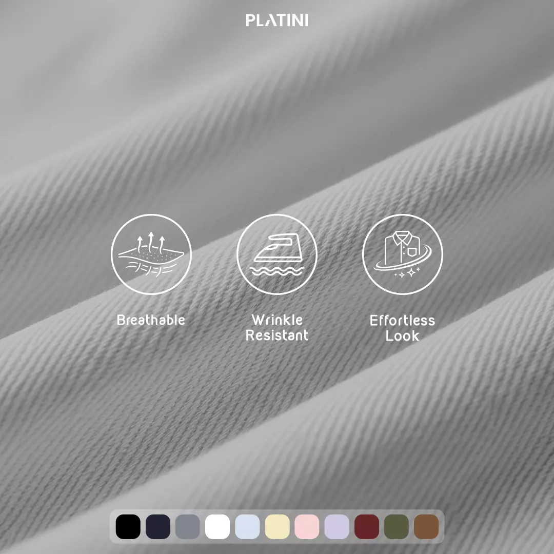 Platini Baju Kemeja Polos Basic Pria Pendek Polinosic Hitam 63100